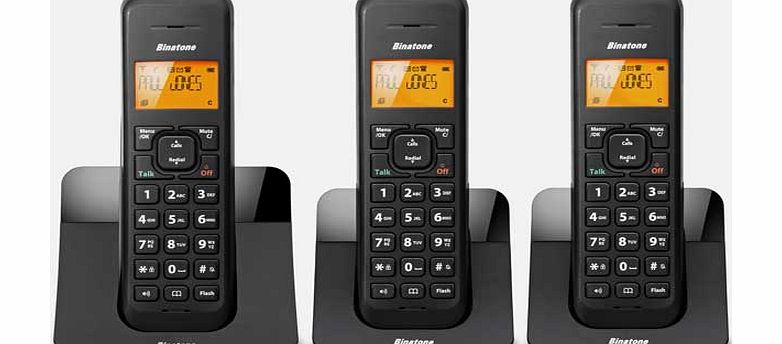 Luna Black Cordless Telephone - Triple