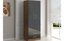 Birlea Lynx 2 Door Combination Wardrobe Walnut