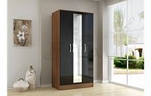 Birlea Lynx 3 Door Wardrobe Walnut And Black