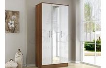 Birlea Lynx 3 Door Wardrobe Walnut And White