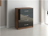 Lynx 4 Drawer Chest Walnut and Black