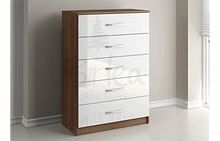 Birlea Lynx 5 Drawer Chest Walnut And White