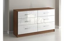 Lynx 6 Drawer Chest Walnut And White