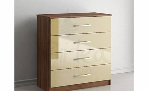 Birlea Lynx Four Drawer Chest in Walnut and Cream