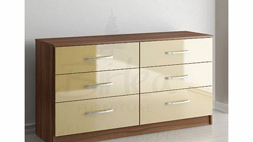 Birlea Lynx Six Drawer Chest in Walnut and Cream