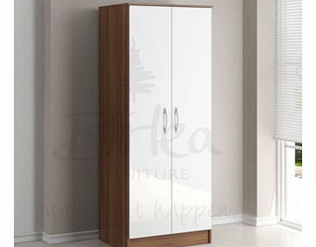 Birlea Lynx Two Door Wardrobe in Walnut and White