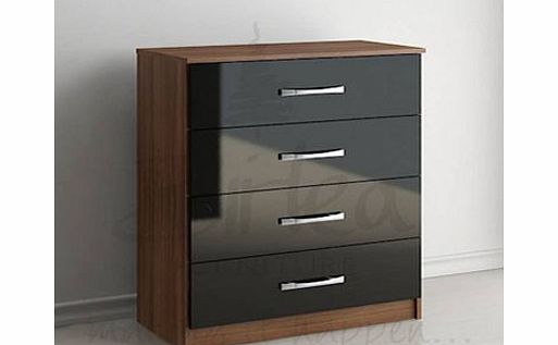 Birlea Lynx Walnut and Black 4 Drawer Chest