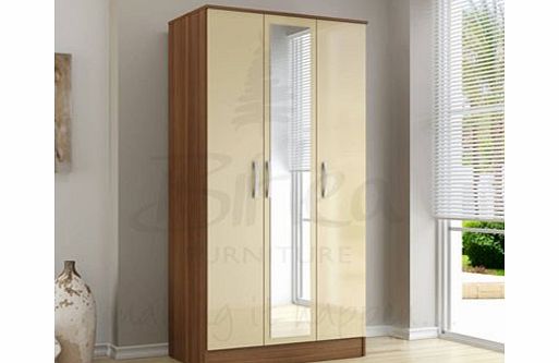 Birlea Lynx Walnut and Cream Three Door Wardrobe