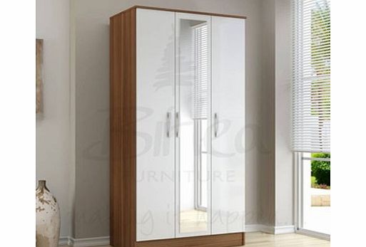 Birlea Lynx Walnut and White Three Door Wardrobe