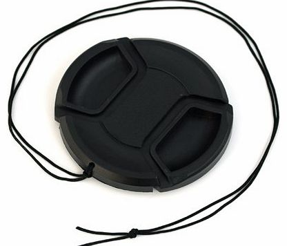 Birugear  62mm Black Camera Plastic Snap On Lens Cap with Strap For Universal 62mm Camera Lenses Of All Brands - Canon, Nikon, Nikkor, Sony, Olympus, Minolta, Tamron, Sigma, Etc