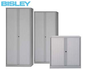 Bisley side tambour cupboards