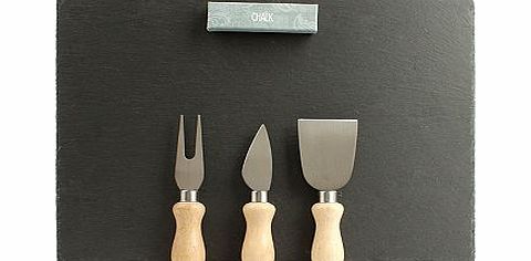 Bistro Bleu Slate Cheese Board with Fork, Knife,