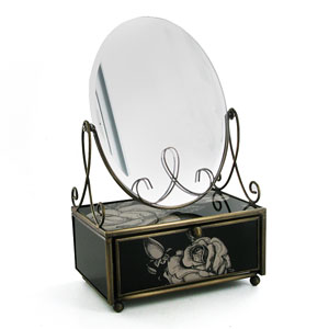 and Cream Rose Mirrored Jewellery Box