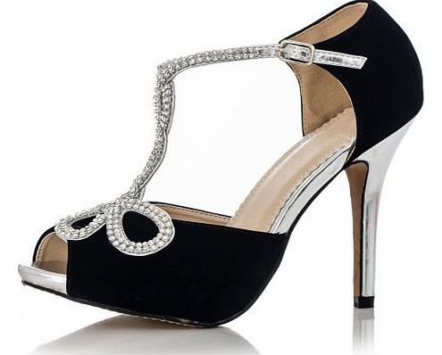 And Silver Diamante Loop Sandals