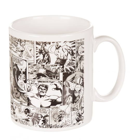 And White Marvel Comic Strip Mug