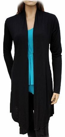 Black Butterfly Clothing Black Butterfly Long Drape Waterfall Cardigan - Black - 14/16