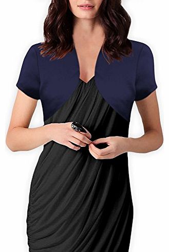 Black Butterfly Clothing Black Butterfly PS1 Satin Bridesmaid Wedding Prom Shrug Bolero Cardi Jacket (10, Midnight Blue)