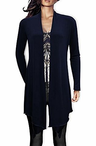 Black Butterfly Clothing Long Drape Waterfall Cardigan (14 - 16 (XL), Midnight Blue)