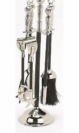 Black Country Metal Works Tudor Fireside Companion Set - Nickel and Black Iron