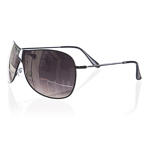 Frame Mirror Lens Aviator Wrap Sunglasses