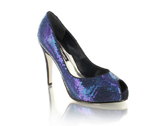 Sequin Covered Platform Court Shoe - Size 1 - 2