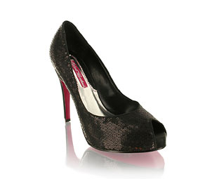 Sequin Covered Platform Court Shoe - Size 1-2