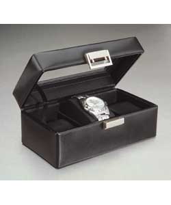 Black Leather 3 Piece Watchbox