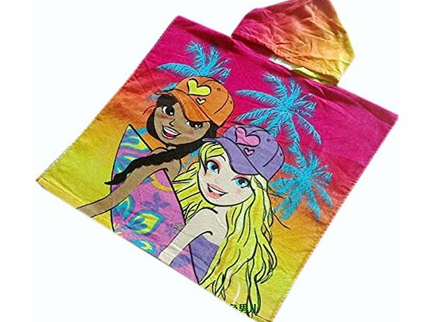 Lovely Cartoon Series Skateboard Girl Hooded Bath Towel (120*60CM)