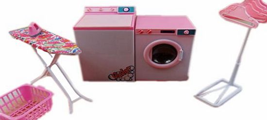 Blancho Dolls Furniture Laundry Center Dry Cleaning Washing Machine Dryer Basket Iron