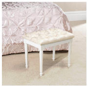 Bedroom Stool, White Legs Oyster Damask