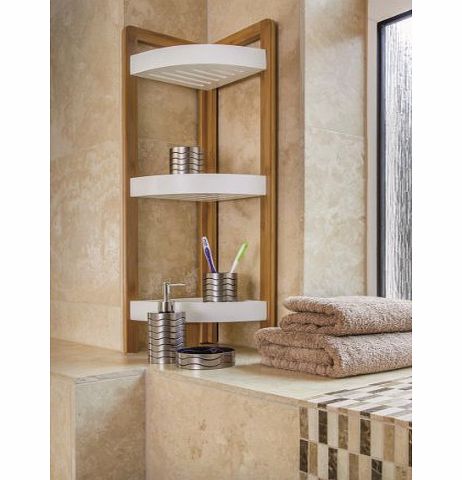 Blue Canyon BAMBOO 3 TIER BATHROOM FREE STANDING SHOWER CORNER CADDY TIDY ORGANISER SHELVES