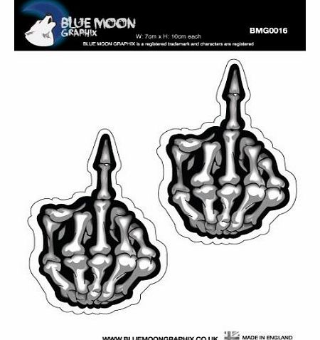 Blue Moon  Motorcycle Bike Board Decal Sticker Helmet SKELETON FINGER BMG0016