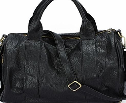 Blue.Sensor Celebrity Stud Studded Bottom DUFFEL Tote HandBag in Black Grey Brown White (Black (Gold Studs) with Strap)