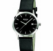 Boccia Ladies Titanium Black Leather Strap Watch