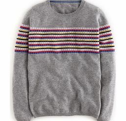 Cashmere Crew Neck Jumper, Grey,Caramel