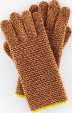 Boden Cosy Glove Dark Caramel/Chartreuse Boden, Dark