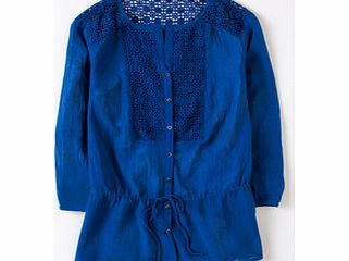 Boden Crochet Lace Blouse, Electric Blue,Light Grey