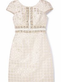 Embellished Jacquard Dress, Gold Jacquard 34487033