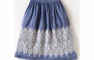 Boden Emily Skirt, Blue Chambray,Navy Stripe,Pink