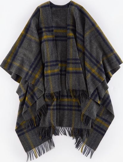 Boden Helena Cape Dark Grey Check Boden, Dark Grey