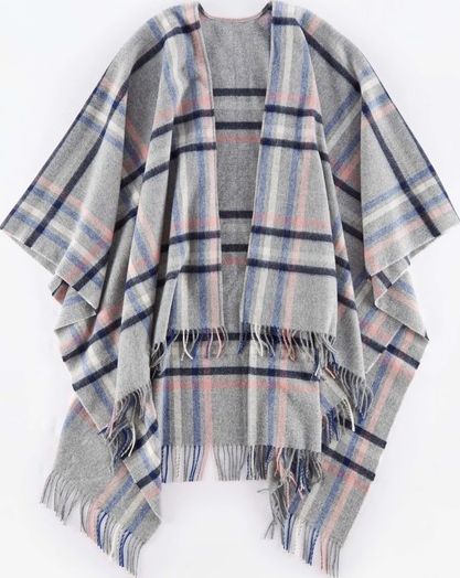 Boden Helena Cape Soft Grey Check Boden, Soft Grey