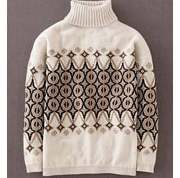 Jacquard Roll Neck, Cream 33789603