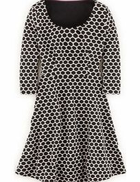 Jersey Jacquard Dress, Black/White,Navy/Beige