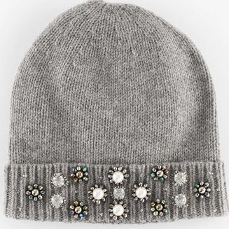 Boden Jewelled Beanie Silver Melange Boden, Silver