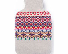 Boden Knitted Hot Water Bottle, Grey Fair Isle,Green