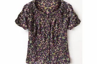 Boden Pretty Georgette Blouse, Grey Bloom,Moth Shadow