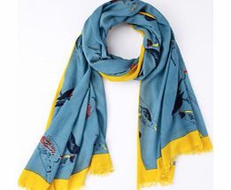 Printed Scarf, Garden Birds,Brown Pop Leaf,Green