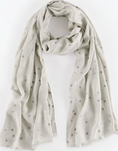 Boden Printed Scarf Greys Wobbly Spot Boden, Greys