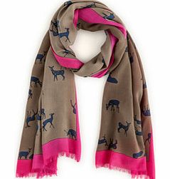 Printed Scarf, Magenta Deer,Pewter Spot,London