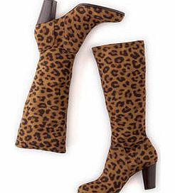 Stretch Heeled Boot, Black,Tan Leopard,Blue